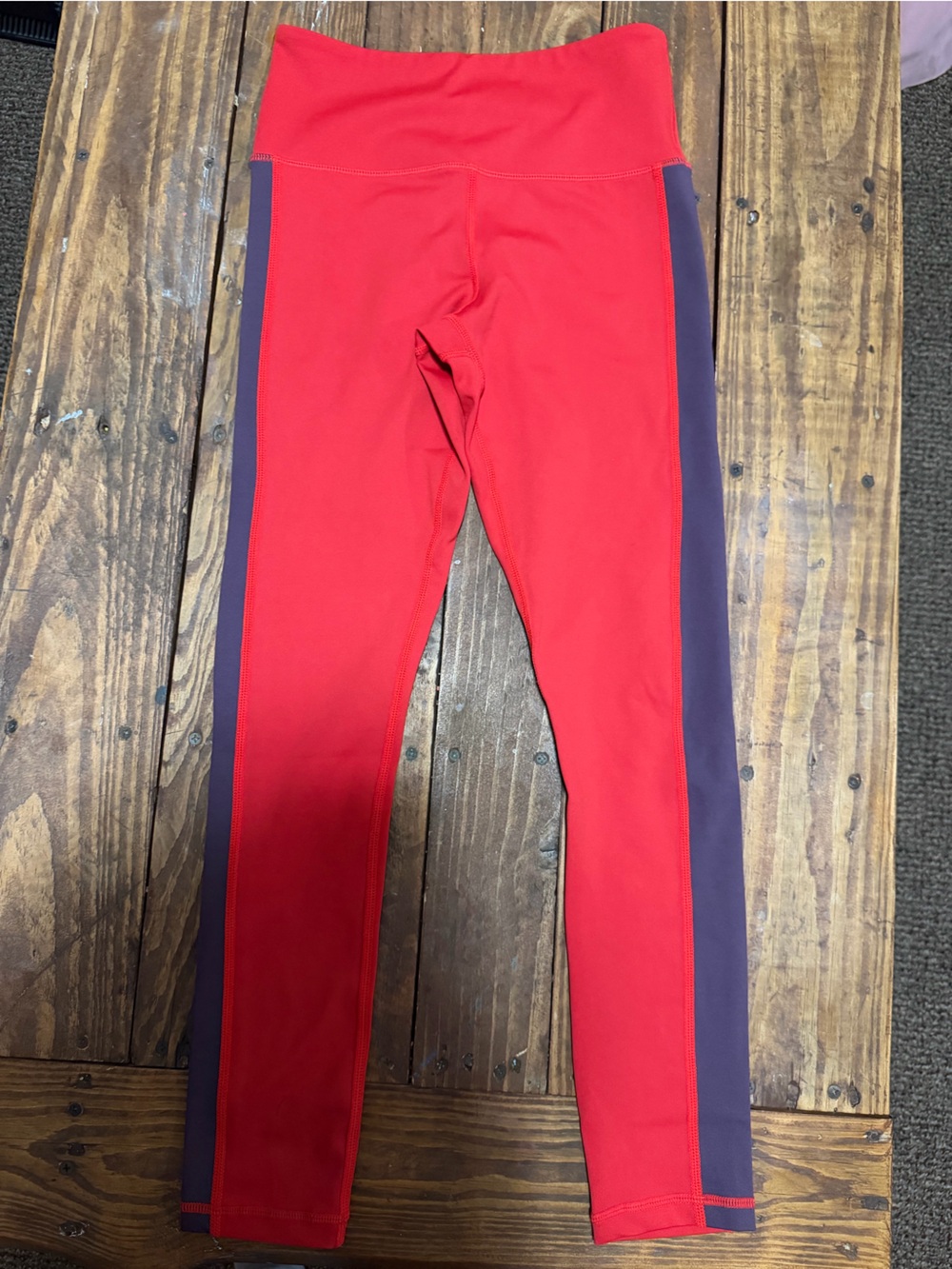 ZYIA Red Leggings with Purple Side Panels